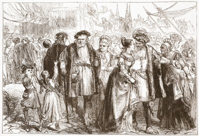 En galadag i Nürnberg: Time, sextonde århundradet, illustration från The History of Protestantism av James Aitken Wylie (1808-1890), pub. 1878 av English School