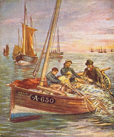 A Good Catch (färglitografi) av English School