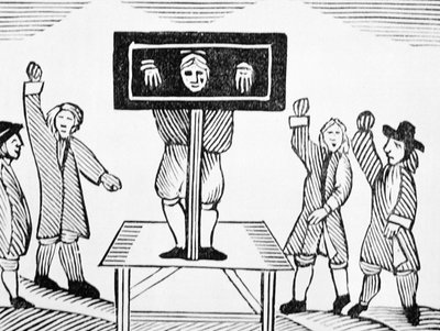 A Guilty Man in the Village Pillory, kopia av en 1500-talsillustration, från en samling kapböcker om esoterica av English School