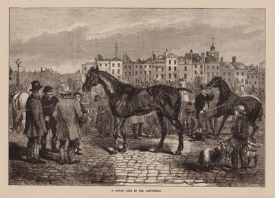 En hästförsäljning i Old Smithfield (gravyr) av English School