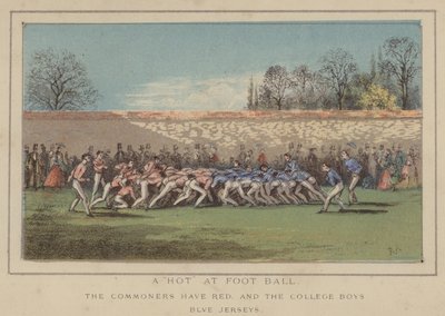 En "het" på Foot Ball (färg litho) av English School