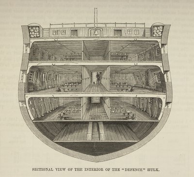 A Hulk (fängelseskepp), från "The Criminal Prisons of London", av Henry Mayhew av English School