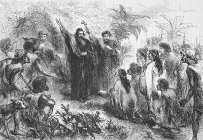 En jesuitmissionär som predikar för en stam av indianer, illustration från The History of Protestantism av James Aitken Wylie (1808-1890), pub. 1878 av English School