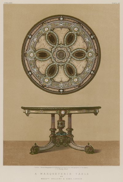 A Marqueterie Table av Mrs Holland and Sons, London av English School