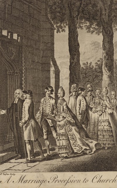 En bröllopsprocession till kyrkan av English School