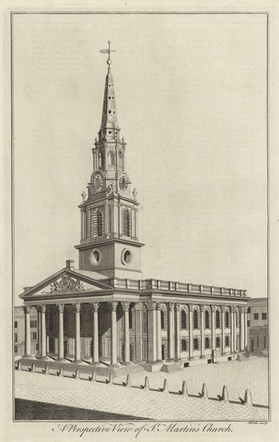 En perspektivvy av St Martins Church, London av English School