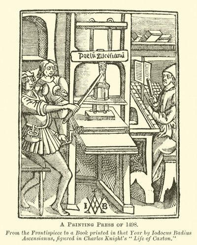 En tryckpress från 1498 av English School