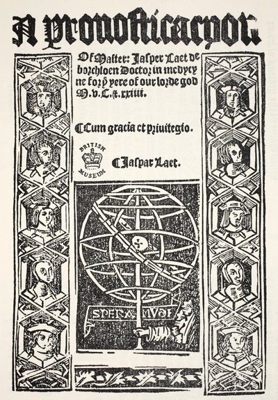 A Prognostication, av Jasper Laet (fl.1485-1532), tryckt av R. Bankes, 1524 av English School