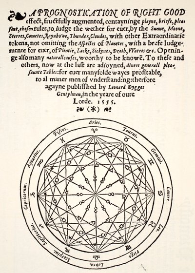A Prognostication of Right Good, av Leonard Dygges, tryckt av Thomas Gemini, Blacke Friars, London, 1555 av English School