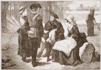 En protestantisk arbetare i Meaux som läser skrifterna för sina vänner, illustration från The History of Protestantism av James Aitken Wylie (1808-1890), pub. 1878 av English School
