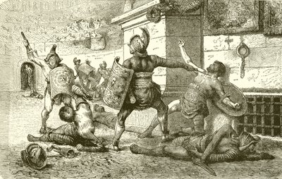 En romersk helgdag. Gladiatorernas strid. The Vanquished vädjar till åskådarna av English School