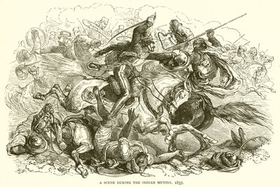 En scen under det indiska myteriet, 1857 av English School