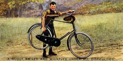 En scout ler och visslar under alla svårigheter, 1929 av English School