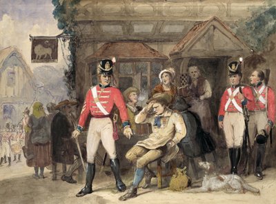 A Shilling for the King, 1812 (wc på papper) av English School