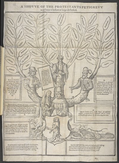Illustration "A Showe of the protestants Petigrew" från "Apology of Staphylus" av Thomas Stapleton av English School