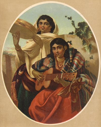 En spansk duett (chromolitho) av English School