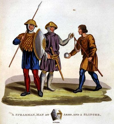 En Spearman, Man at Arms och en Slinger av English School