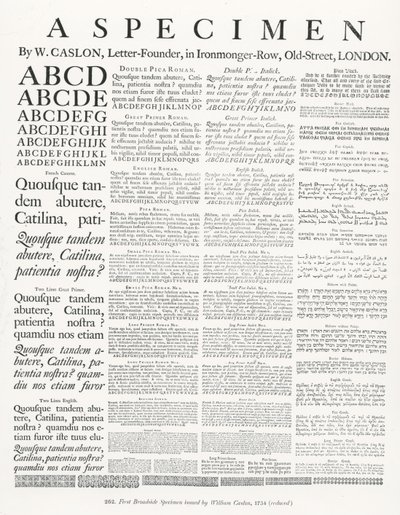 Ett exemplar av W.Caslon av English School