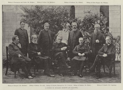 En synod av engelska biskopar i Calcutta (gravyr) av English School