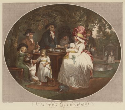 En teträdgård (chromolitho) av English School