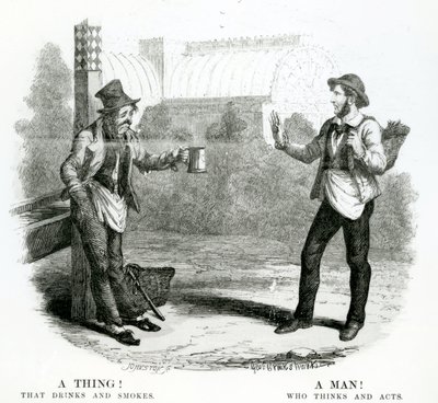 En sak! Som dricker och röker; En man! Vem tänker och agerar, 1800-talet av English School
