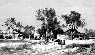 A Village on the Darling Downs, Queensland, Australien, från "Australian Pictures", pub. av The Religious Tract Society av English School
