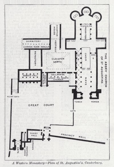 Ett västerländskt kloster, plan av St Augustine