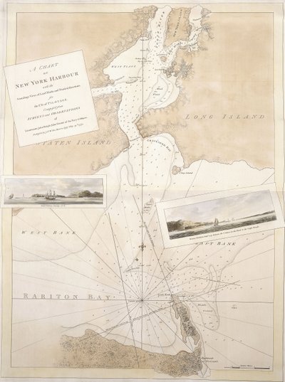 Ett diagram över New Yorks hamn, 1774-1779 av English School