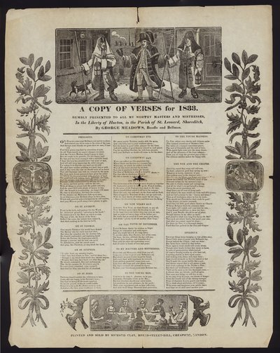 En kopia av verser för 1833 av English School