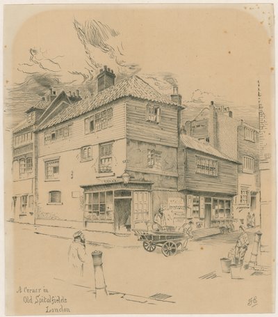 Ett hörn i Old Spitalfields, London av English School