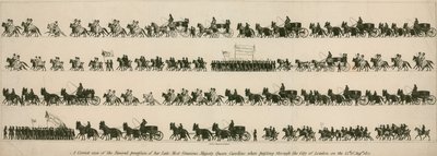 En korrekt bild av begravningsprocessionen av hennes bortgångne Allra nådigaste Majestät Drottning Caroline när hon passerade London City den 14 augusti 1821 av English School
