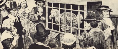 Ein Dodo wird im siebzehnten Jahrhundert in England ausgestellt (Lithografie) von English School