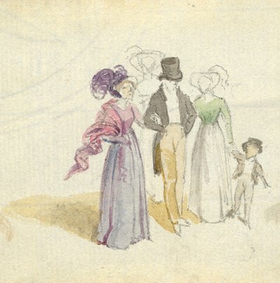 En familjevandring, ca 1825 (wc på papper) av English School