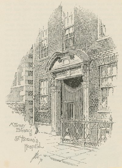 En tidigare ingång till St Thomass Hospital, London av English School