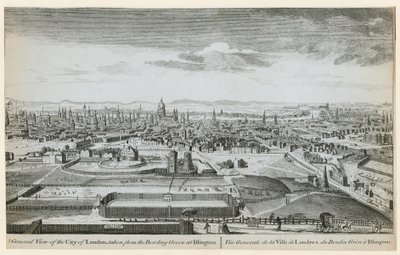 En allmän bild av London tagen från bowlingbanan på Islington av English School