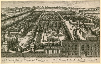 En allmän bild av Vauxhall Gardens, London av English School