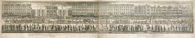 En geometrisk vy av den stora processionen av Scald Miserable Masons av English School