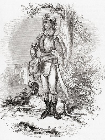 En stor falkonerare från det gamla England: Ett bildmuseum, pub. 1847 av English School