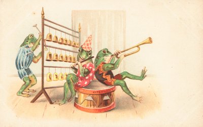 En grupp musikaliska grodor av English School