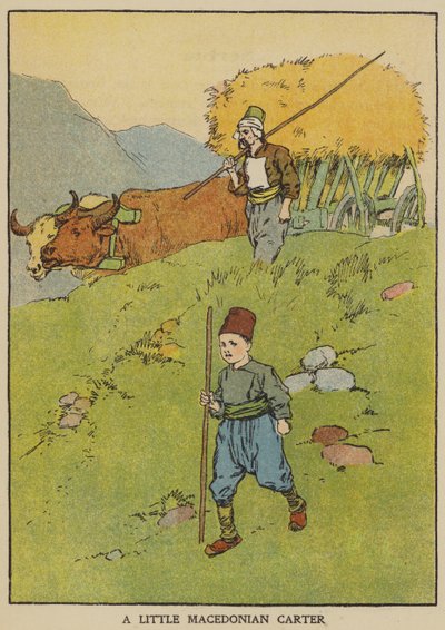 En liten makedonsk vagn (färg litho) av English School