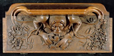 En misericord som visar en ogre med enorma axlar, New College Chapel, Oxford, sent 1300-tal (trä) av English School