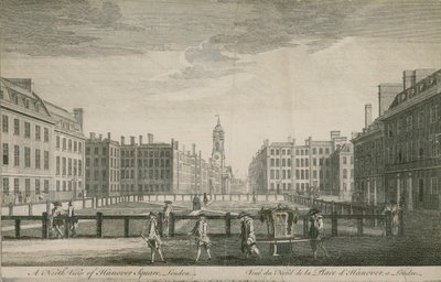 En nordlig vy av Hanover Square, London av English School