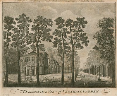 En perspektivvy av Vauxhall Garden, London av English School