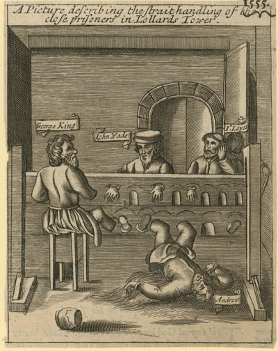 Ein Bild, das die strenge Behandlung der engen Gefangenen im Lollards Tower beschreibt von English School