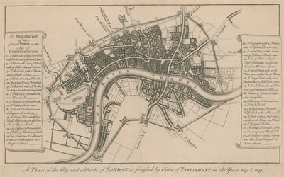En plan över Londons stad och förorter som befästas på order av parlamentet åren 1642 och 1643 av English School