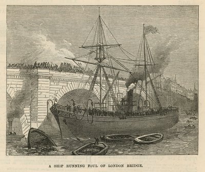 Ett fartyg som springer längs London Bridge av English School