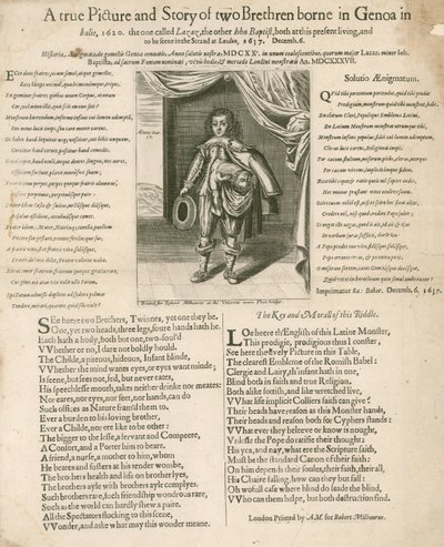 En sann bild och berättelse om två bröder födda i Genua i Italien, 1620 av English School