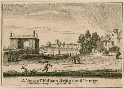 Utsikt över Fulham Bridge och Putney av English School