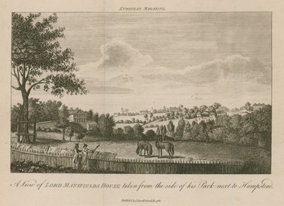 En vy av Lord Mansfields House från sidan av hans park bredvid Hampstead av English School