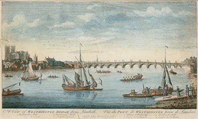 Utsikt över Westminster Bridge från Lambeth av English School